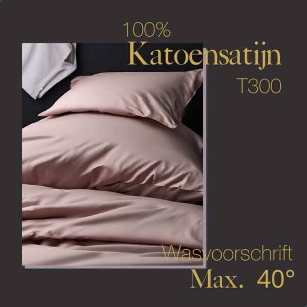 Ten Cate Katoen Satijnen Eenpersoons Dekbedovertrek 140x200/220 cm Blush Roze - Afbeelding 2