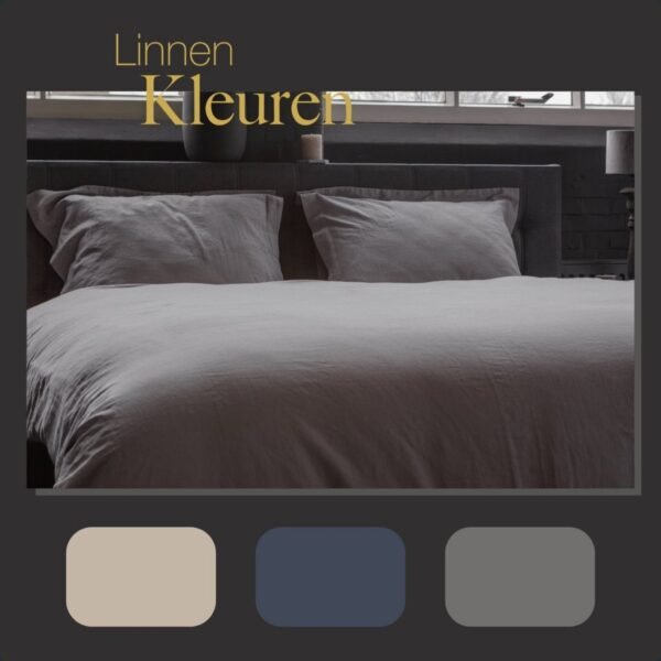 Ten Cate Premium Linnen Eenpersoons Dekbedovertrek 140x200/220 cm Cloudy Grey - Afbeelding 3