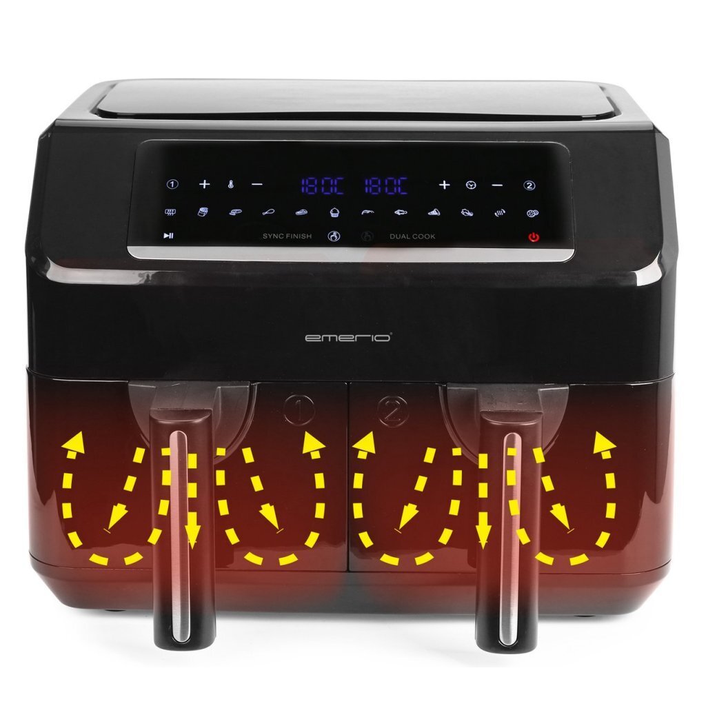 Emerio AF-130376.1 Dubbele Heteluchtfriteuse 2x3.6L 2400W Zwart - Afbeelding 4
