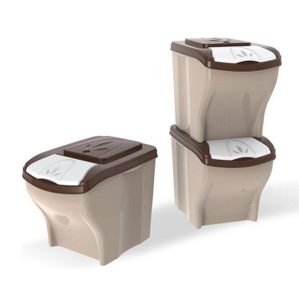 Bama Pet Voedeselcontainer 3x20L Taupe/Beige - Afbeelding 2