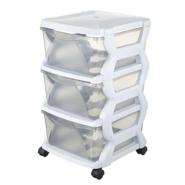 Bama Insieme Ladesysteem met Wieltjes 3 Laden 36x40x62 cm Wit/Transparant
