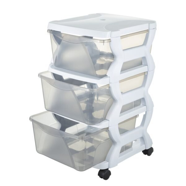 Bama Insieme Ladesysteem met Wieltjes 3 Laden 36x40x62 cm Wit/Transparant - Afbeelding 2