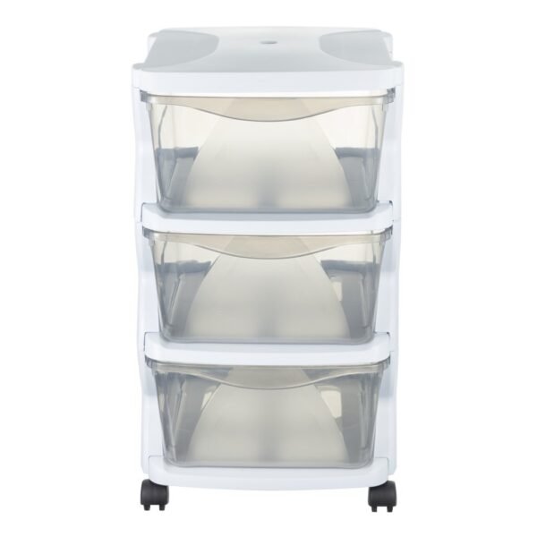 Bama Insieme Ladesysteem met Wieltjes 3 Laden 36x40x62 cm Wit/Transparant - Afbeelding 3