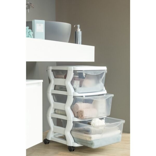 Bama Insieme Ladesysteem met Wieltjes 3 Laden 36x40x62 cm Wit/Transparant - Afbeelding 4