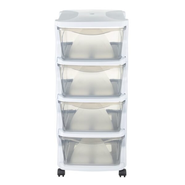 Bama Insieme Ladesysteem met Wieltjes 4 Laden 36x40x80 cm Wit/Transparant - Afbeelding 2