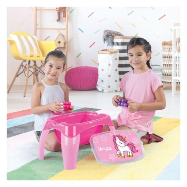 Dolu Eenhoorn Activiteitentafel + 30 Blokken Roze - Afbeelding 2