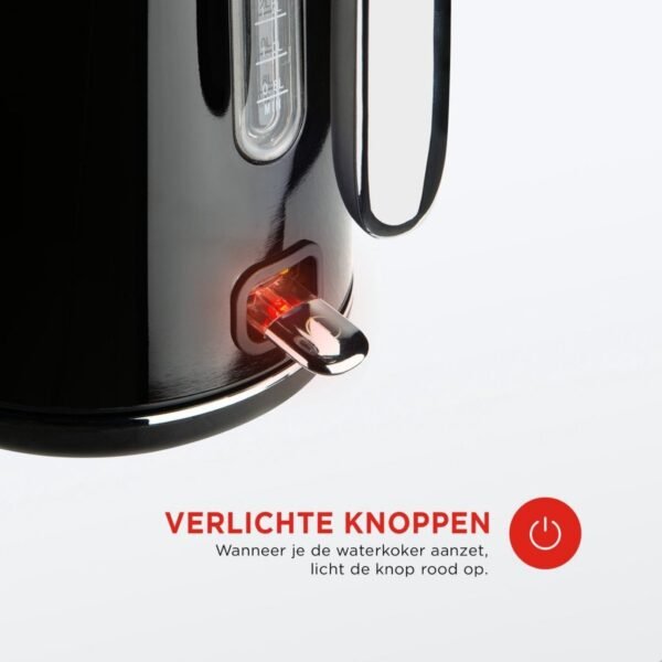 Bourgini Retro Waterkoker 1.7L 2200W Zwart/RVS - Afbeelding 3